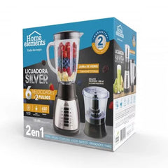 Licuadora silver – vaso de vidrio HOME ELEMENTS