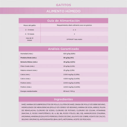 Alimento húmedo OPTIMUM gatito - pollo