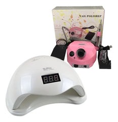 Kit máquina pulidora de uñas NAIL POLISHE + lámpara UV secadora
