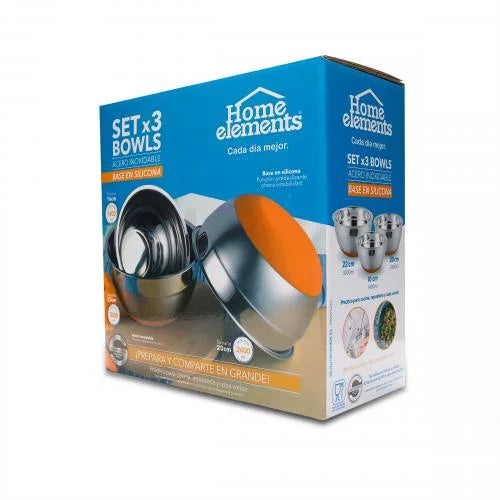 Set x 3 bowls  HOME ELEMENTS acero inoxidable