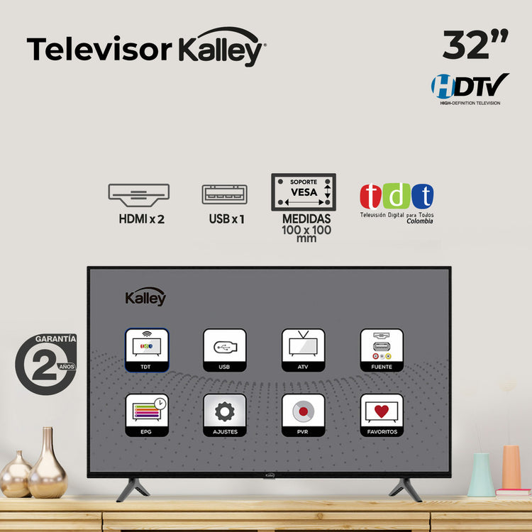 Televisor KALLEY 32 pulgadas 81 cm TV32HDG HD LED