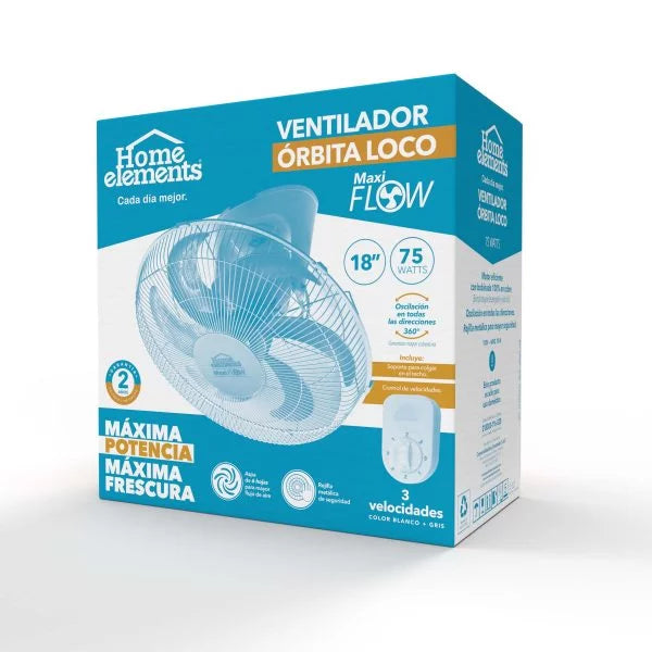 Ventilador Órbita - MaxiFlow -Rejilla Metálica HOME ELEMENTS